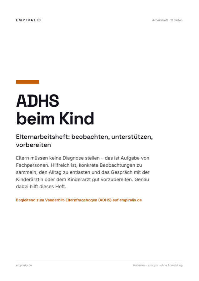 Titelseite des Arbeitshefts ADHS beim Kind