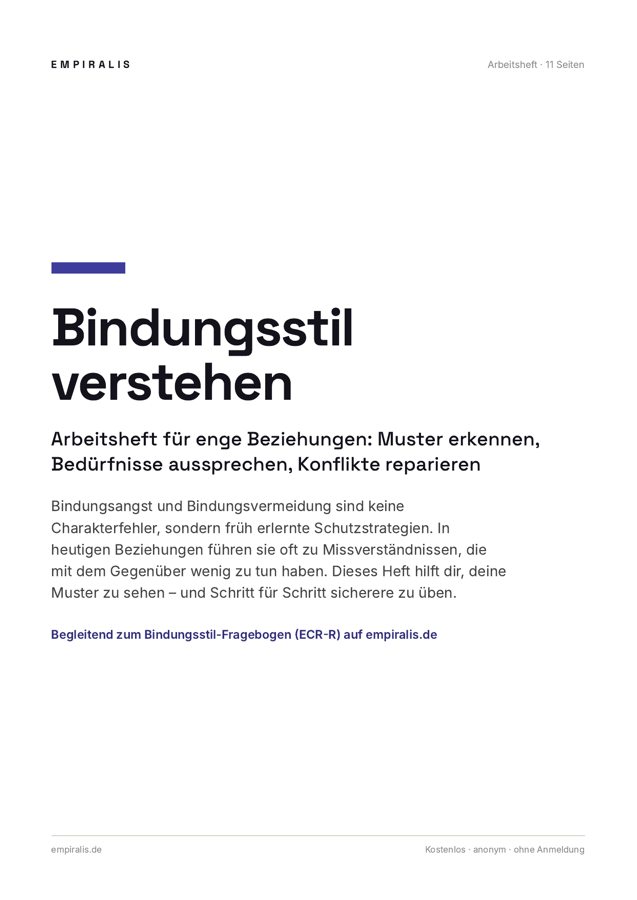 Titelseite des Arbeitshefts Bindungsstil verstehen