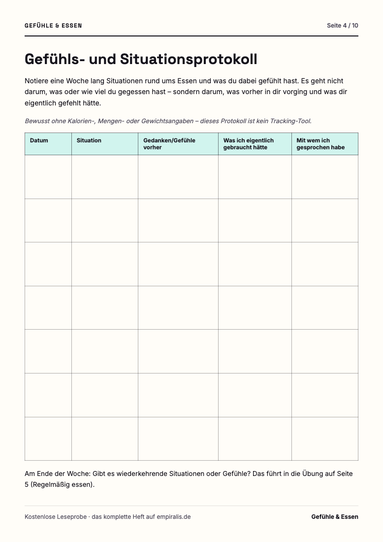 Beispielseiten aus dem Arbeitsheft Gefühle & Essen